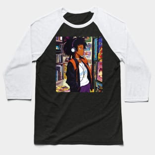 Lost in Lofi hip hop Music anime black girl aesthetic Baseball T-Shirt